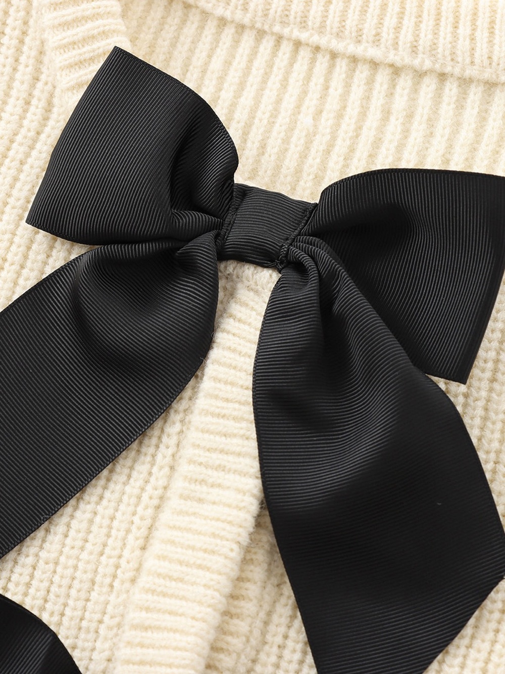 Commense Women’s Bow Ribbed Sweater - Picture 3 of 6